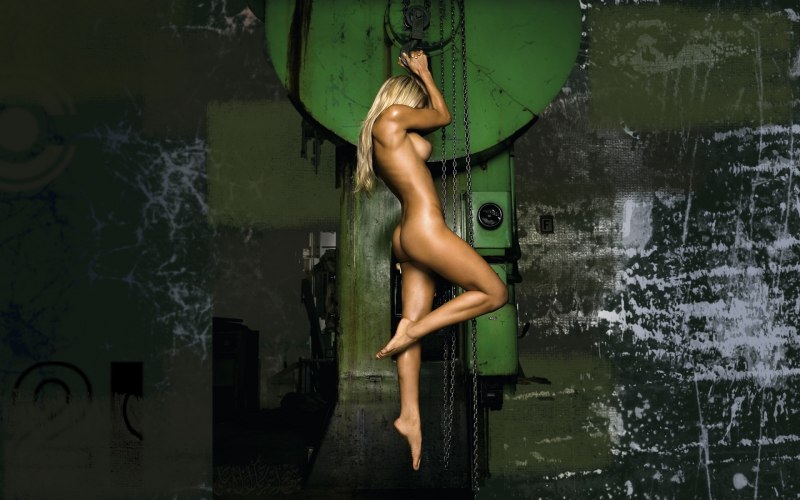 Девушка разделась в гараже