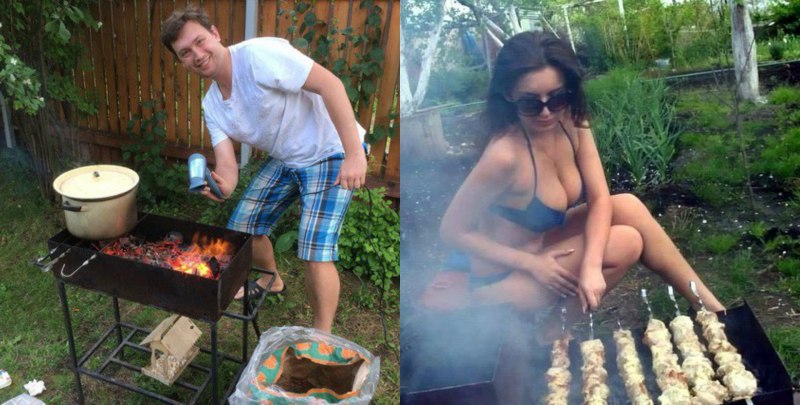 Жена голышом на шашлыках
