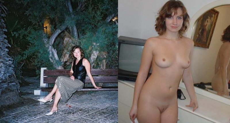 Юная раздевается на улице