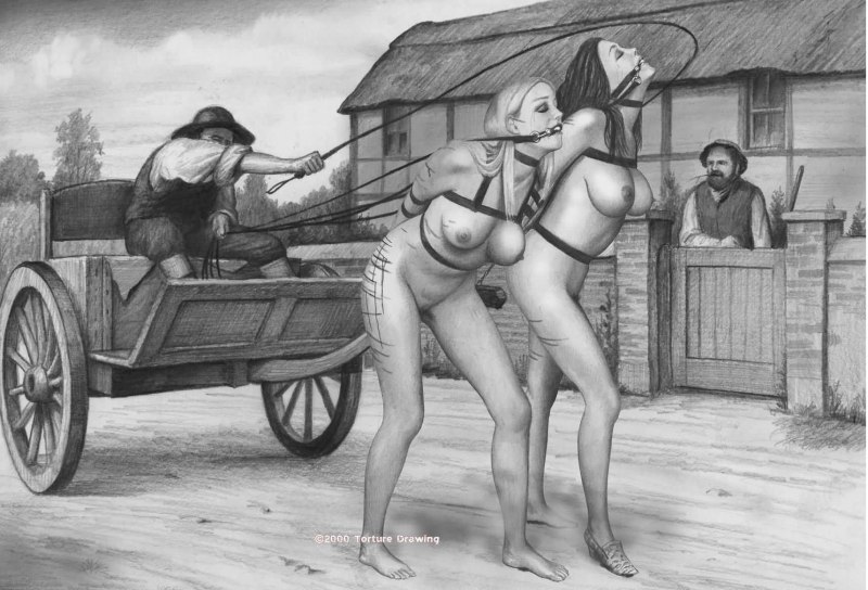 Голые бабы запряженные в телегу