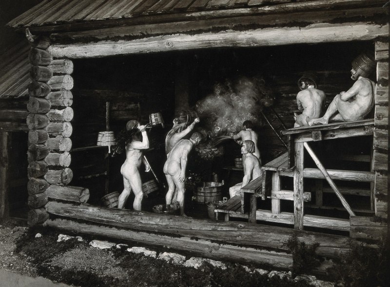 Голые женщины в бане живопись