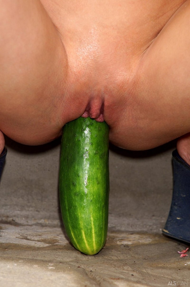 Огромный огурец в киске
