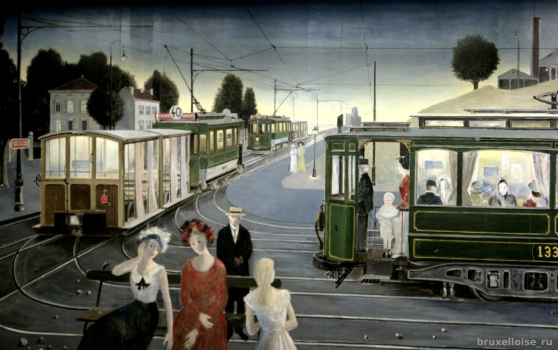 Трамвай цветными карандашами